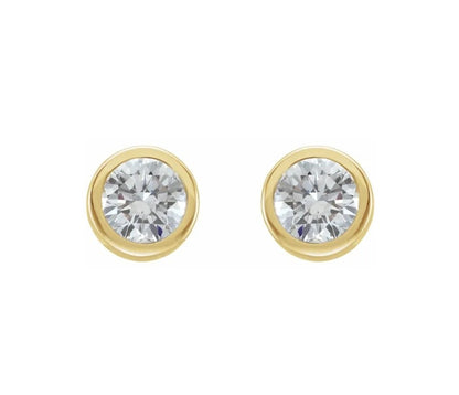 1/2 CTW Natural Diamond Bezel-Set Earrings 14K