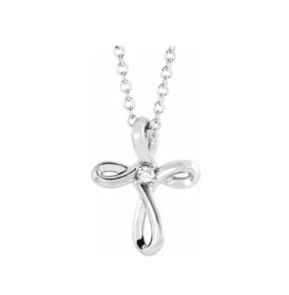 .02 CTW Natural Diamond Cross 16-18" Necklace