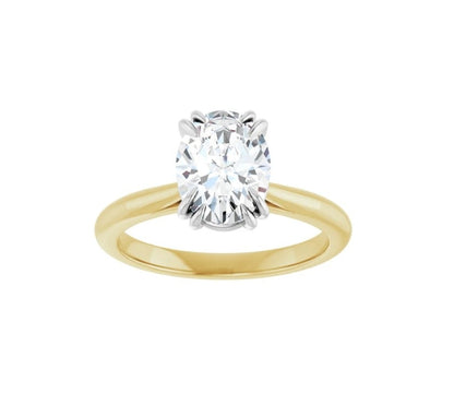 1.5 CTW Oval Diamond Two Tone Solitaire Engagement