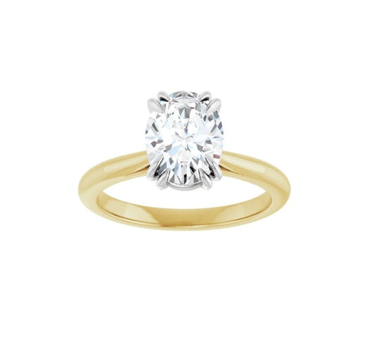 1.5 CTW Oval Diamond Two Tone Solitaire Engagement