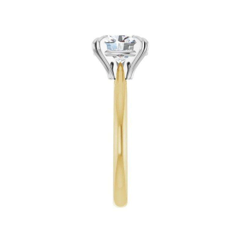 1.5 CTW Oval Diamond Two Tone Solitaire Engagement
