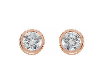1/2 CTW Natural Diamond Bezel-Set Earrings 14K
