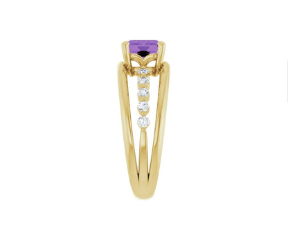 Natural Amethyst & 1/5 CTW Natural Diamond Ring