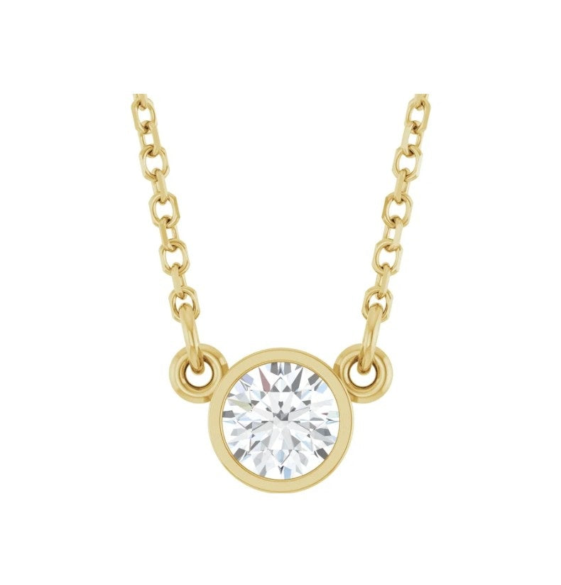 1/4 CT Natural Diamond Bezel Set 18" Necklace 14K