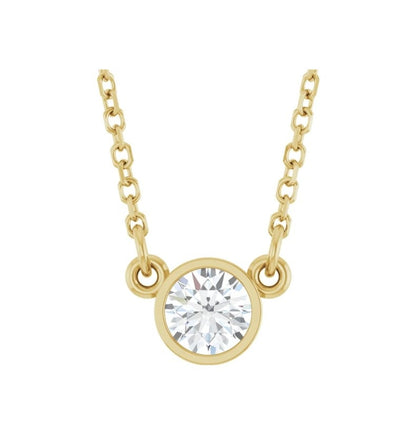 1/4 CT Natural Diamond Bezel Set 18" Necklace 14K