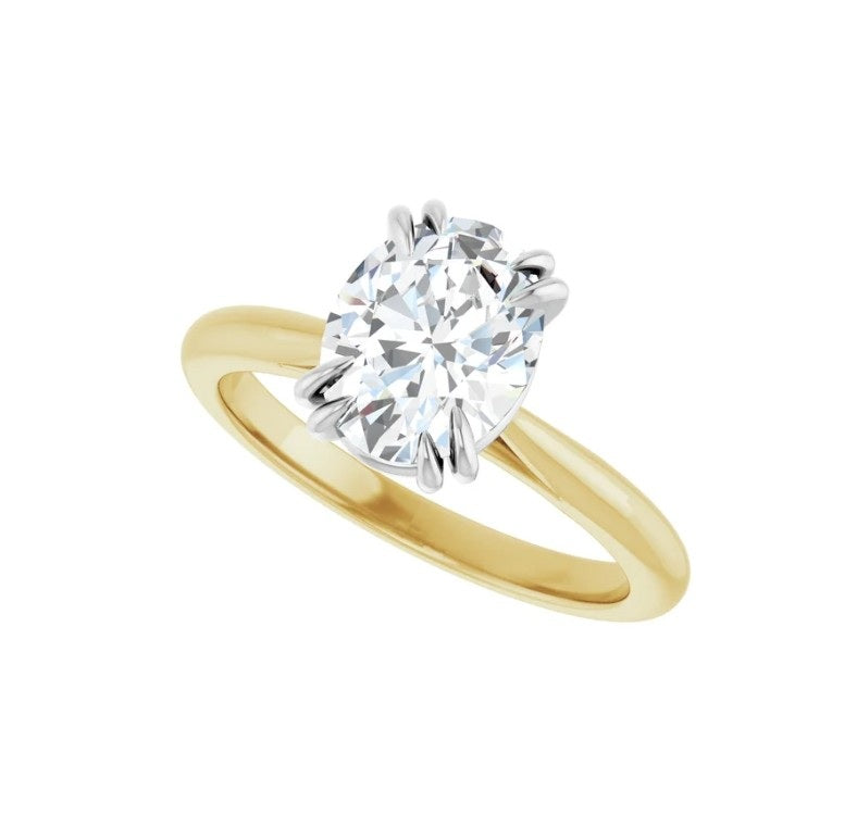 1.5 CTW Oval Diamond Two Tone Solitaire Engagement