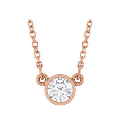 1/4 CT Natural Diamond Bezel Set 18" Necklace 14K