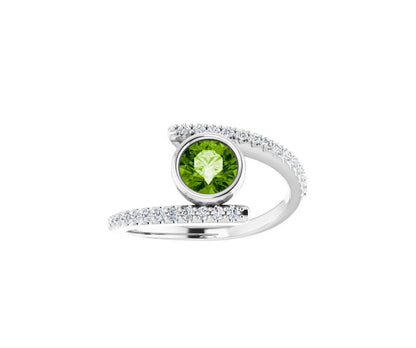 Natural Peridot & 1/4 CTW Natural Diamond Ring