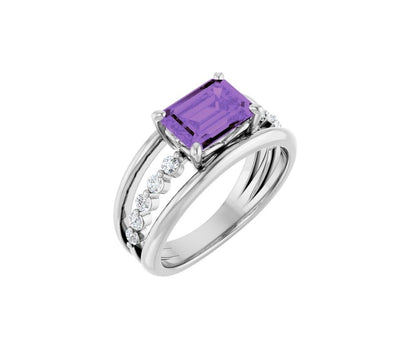 Natural Amethyst & 1/5 CTW Natural Diamond Ring