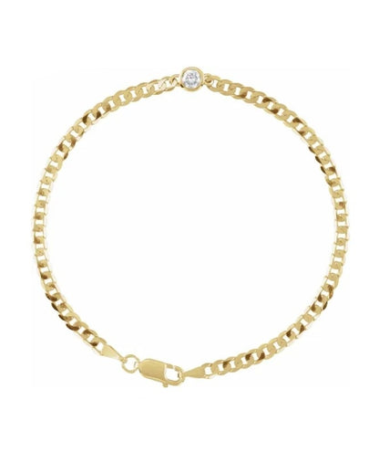 14K Yellow 1/5 CT Natural Diamond Link 7" Bracelet