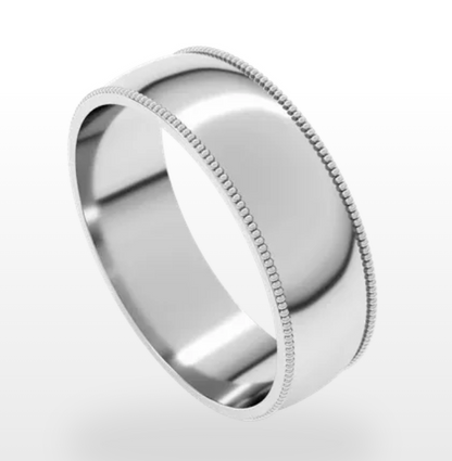 Milgrain Comfort Fit Lightweight Half Round Band 14K