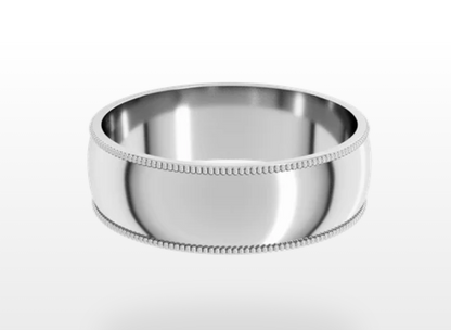 Milgrain Comfort Fit Lightweight Half Round Band 14K