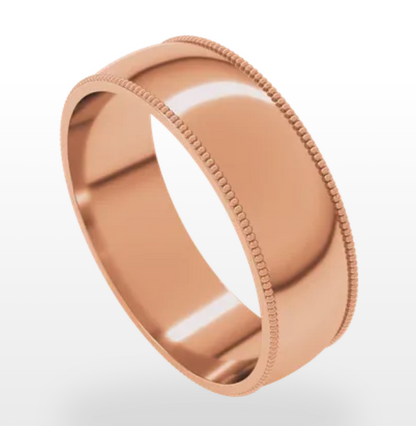 Milgrain Comfort Fit Lightweight Half Round Band 14K
