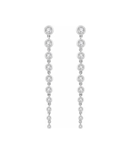 2 CTW Diamond Bezel Set Dangle Earrings