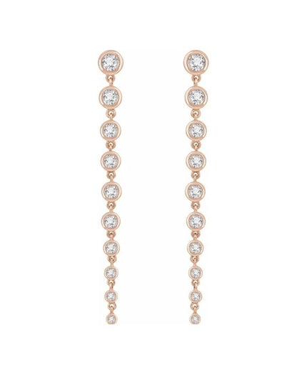 2 CTW Diamond Bezel Set Dangle Earrings