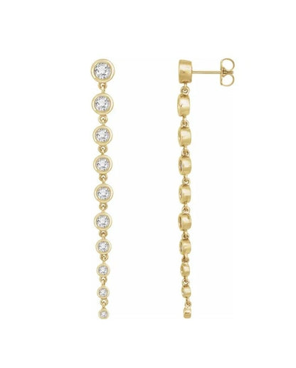 2 CTW Diamond Bezel Set Dangle Earrings