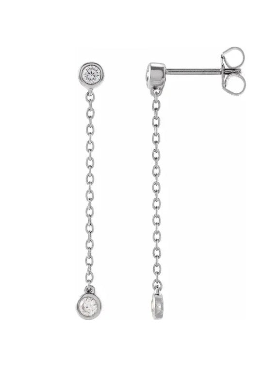 1/4 CTW Diamond Chain Earrings 14K