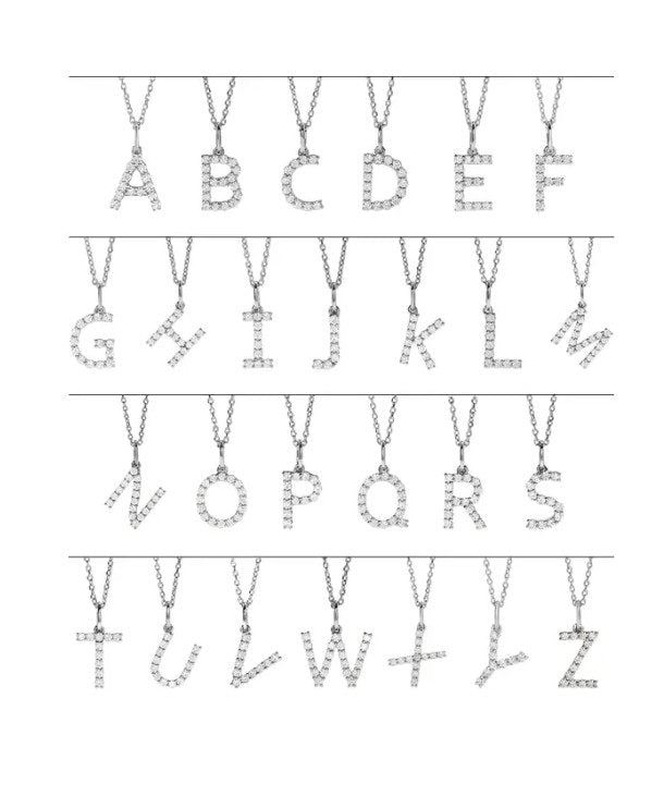 Diamond Initial Necklace 16-18" 14K