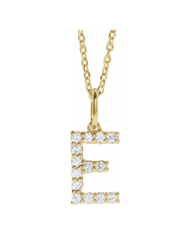 Diamond Initial Necklace 16-18" 14K