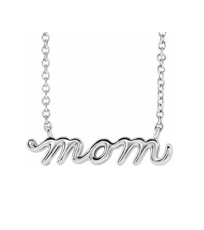 Petite Mom Script Necklace 14K