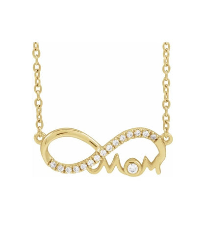 3/4 CTW Natural Diamond Infinity-Inspired Mom 18" Necklace 14K
