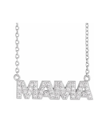 1/10 Natural Diamond "Mama" 18" Necklace 14K