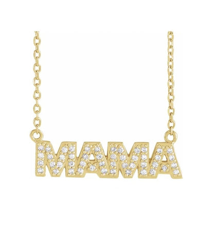 1/10 Natural Diamond "Mama" 18" Necklace 14K