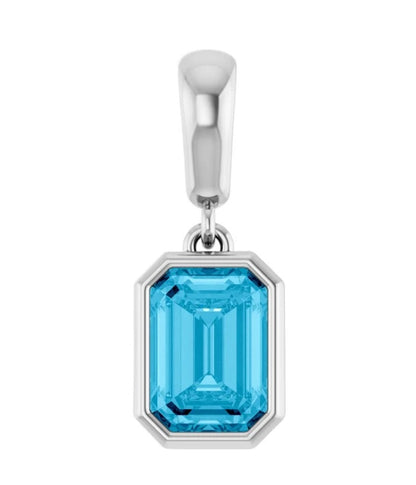 Natural Emerald Cut Aquamarine Pendant 14K