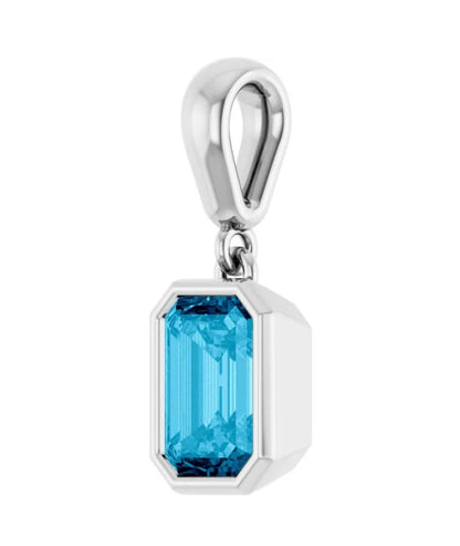 Natural Emerald Cut Aquamarine Pendant 14K