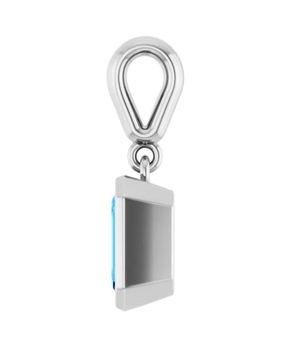 Natural Emerald Cut Aquamarine Pendant 14K