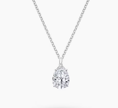 1ct Pear Shape Diamond Necklace 16inch 14K Chain