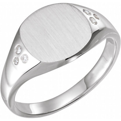 .05 CTW Natural Diamond Square Signet Ring