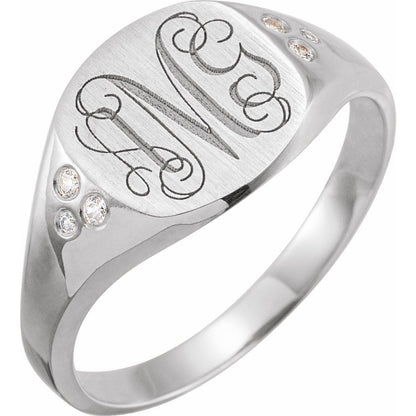 .05 CTW Natural Diamond Square Signet Ring