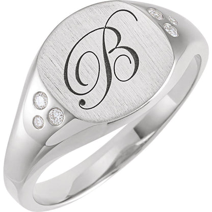 .05 CTW Natural Diamond Square Signet Ring