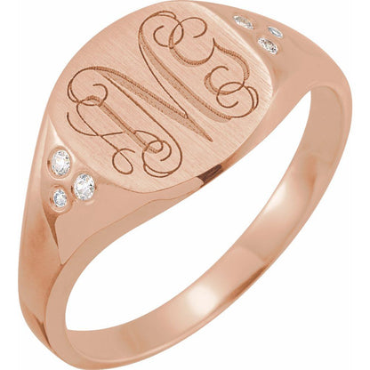 .05 CTW Natural Diamond Square Signet Ring