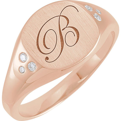 .05 CTW Natural Diamond Square Signet Ring