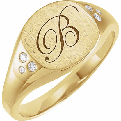 .05 CTW Natural Diamond Square Signet Ring