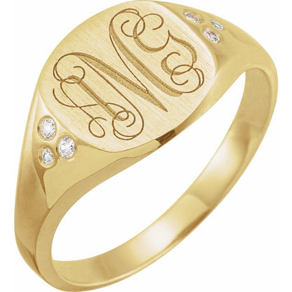 .05 CTW Natural Diamond Square Signet Ring