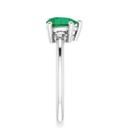 Pear Shape Emerald & Diamond You & Me (Toi Et Moi) Ring 14K