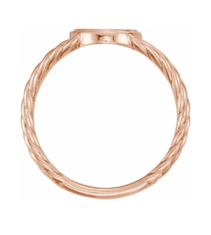 11x9mm Oval Rope Signet Ring in 14K