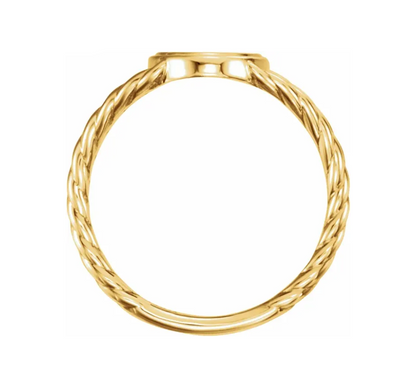 11x9mm Oval Rope Signet Ring in 14K