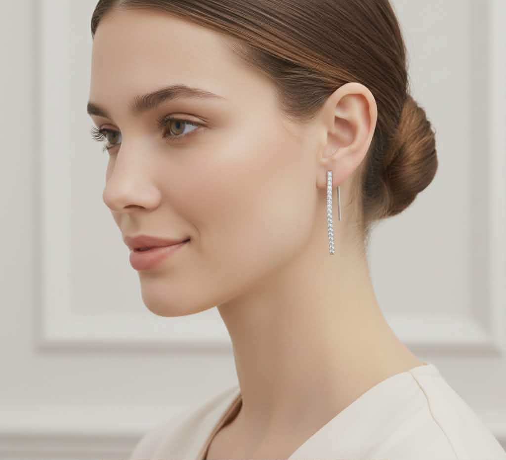 1.2 CTW LAB Diamond Curved Bar Earrings 14K