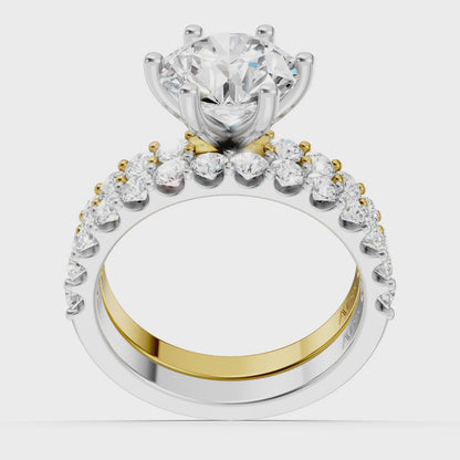 3.3 CTW LAB Round Center Engagement & Wedding Band 14K With IGI Certificate