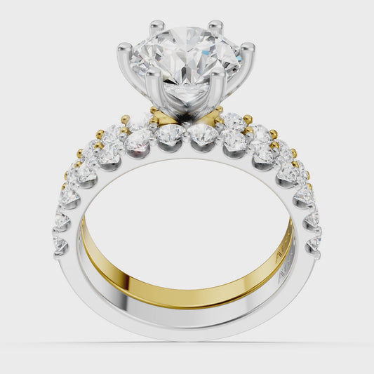 3.3 CTW LAB Round Center Engagement & Wedding Band 14K With IGI Certificate