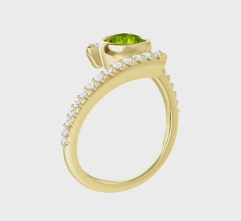 Natural Peridot & 1/4 CTW Natural Diamond Ring