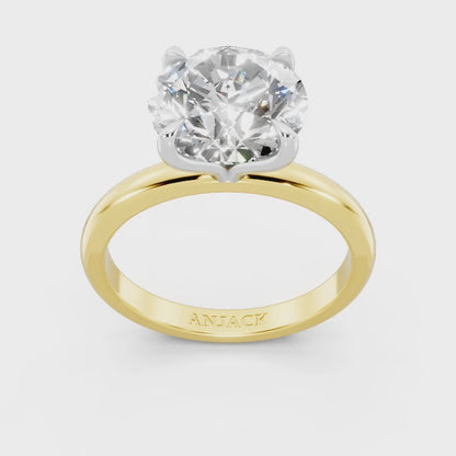 3ct Round LAB Diamond Signature Ring 14K