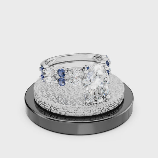 3 CTW Diamond & Sapphire Engagement Set 14K with IGI Certificate