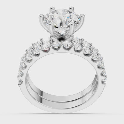 3.3 CTW LAB Round Center Engagement & Wedding Band 14K With IGI Certificate