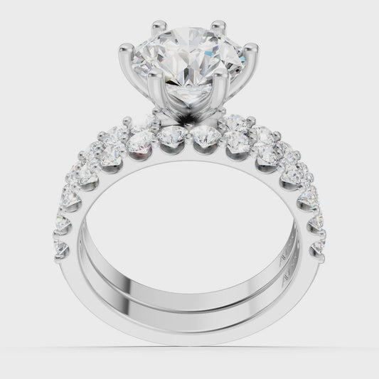 3.3 CTW LAB Round Center Engagement & Wedding Band 14K With IGI Certificate